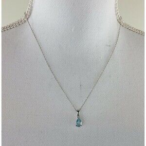 Dee Berkley DBJ Sterling Silver 925 Blue Topaz Teardrop Necklace